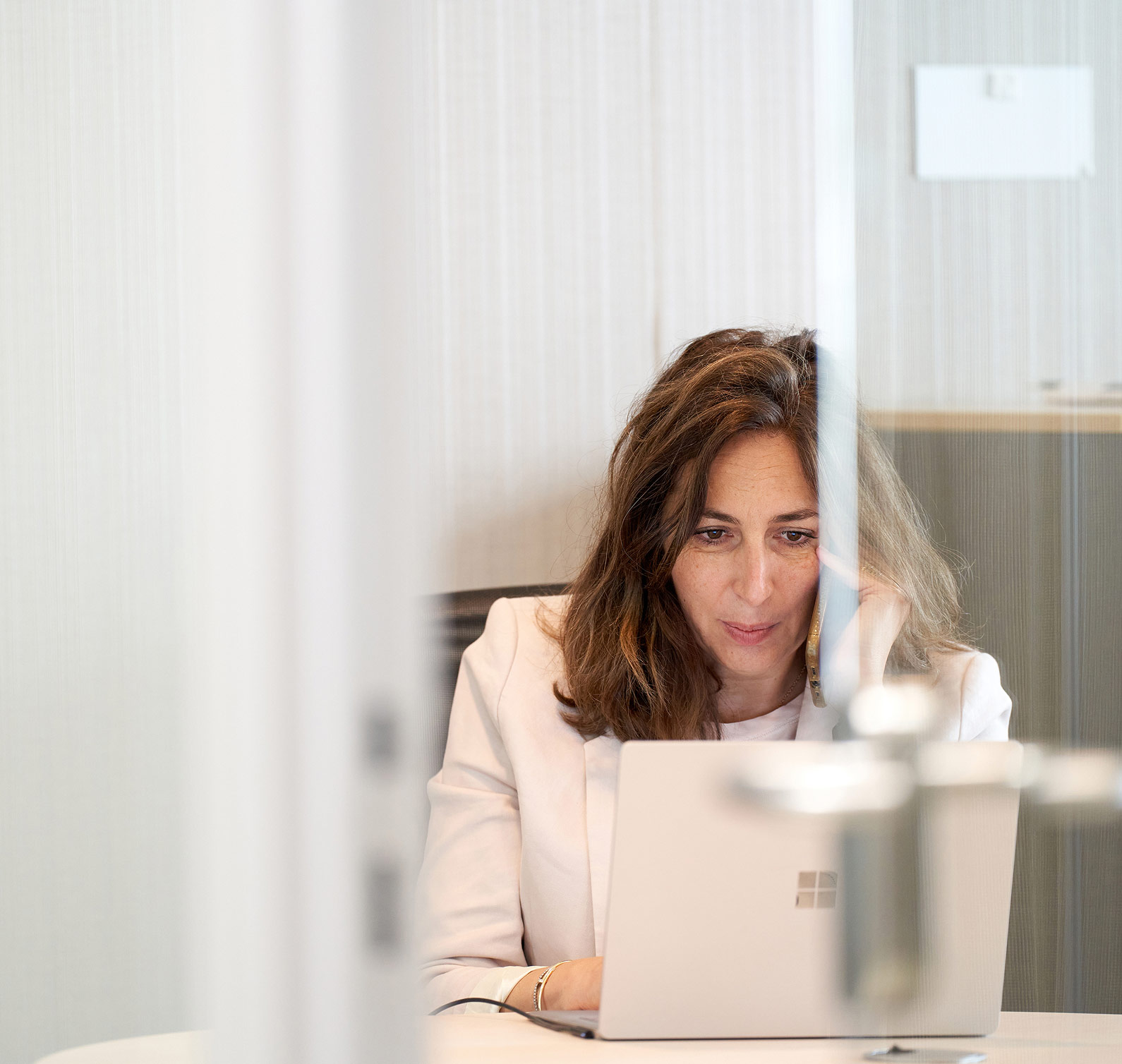 Woman working on a laptop